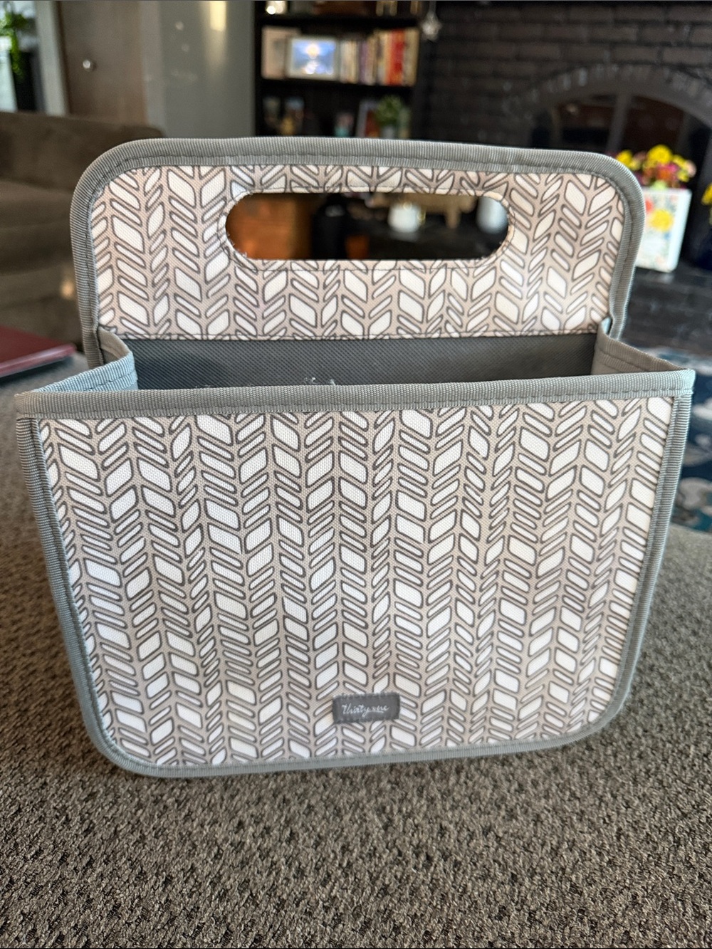 thirty-one Gray & Cream Patterned Fabric Double Duty Caddy